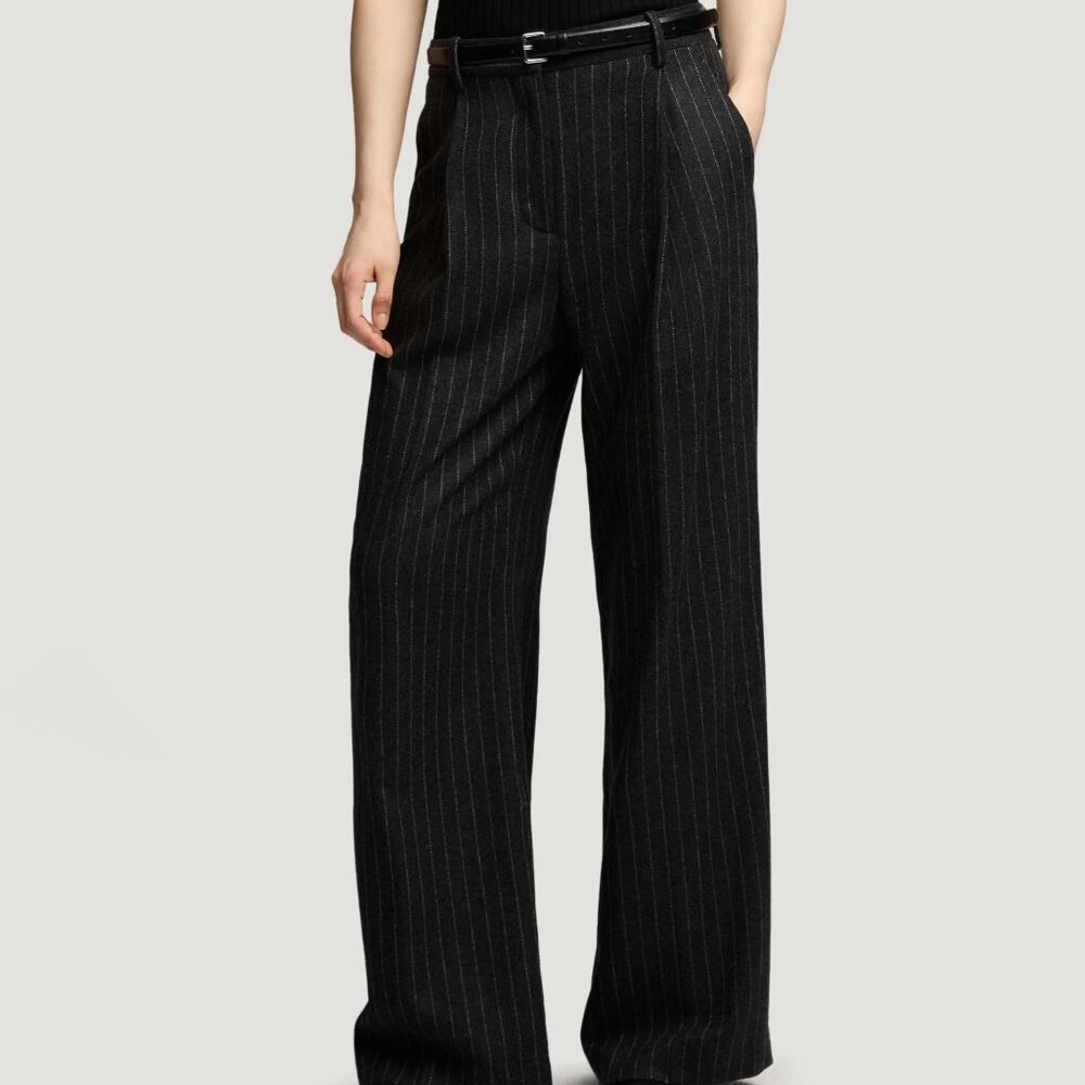 NEW Argent Single Pleat Trouser in Wool Blend Pinstripe - Picture 3 of 9